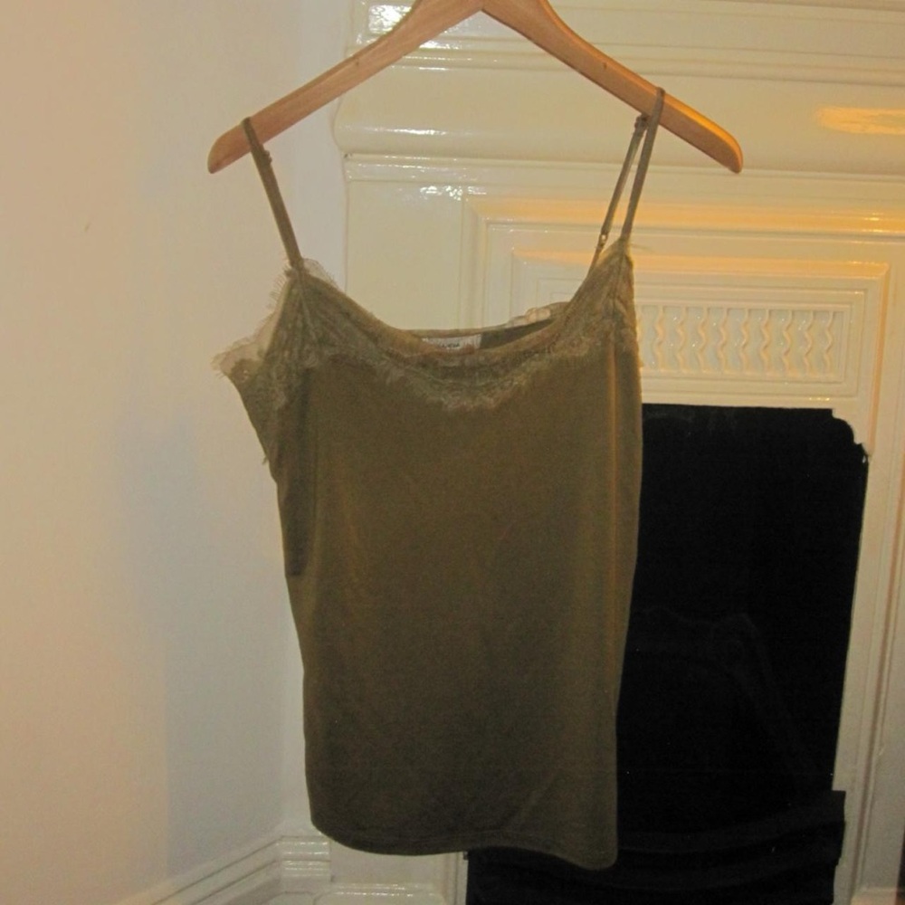 Olive Green Lace Trim Cami Top